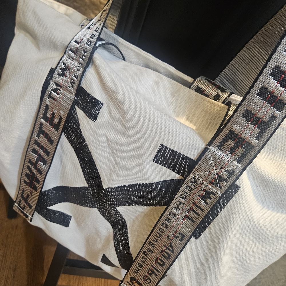 Off-White Tote with Black and White Accents